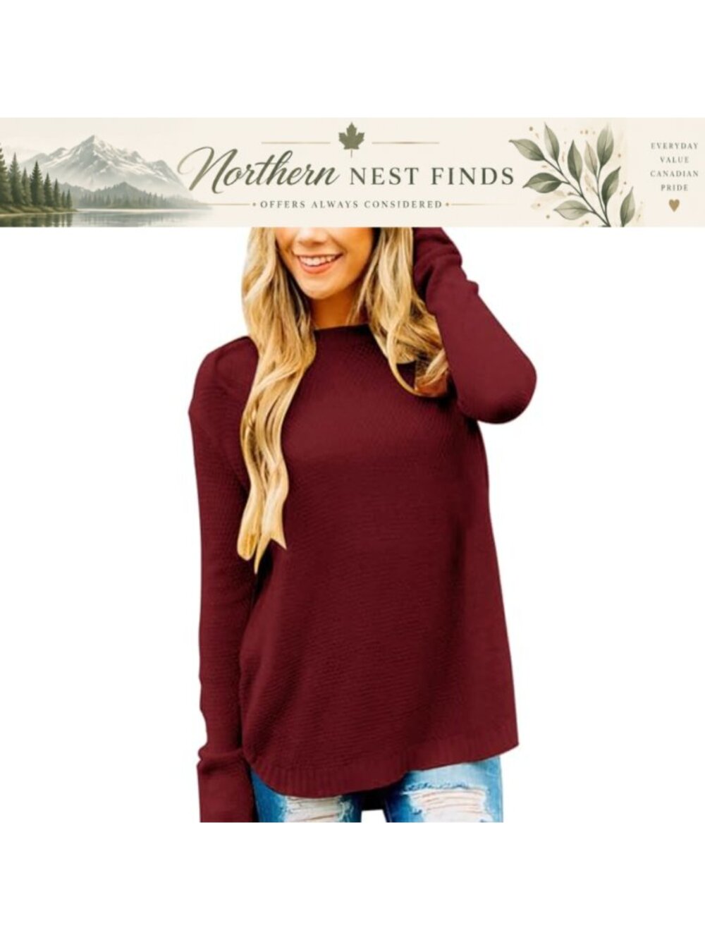 Womens Oversized Knit Pullover Sweater Long Sleeve Crew Neck Loose Top